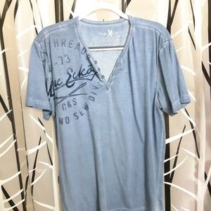 Marc Ecko Short Sleeve V-Neck Button Up Tee Shirt
